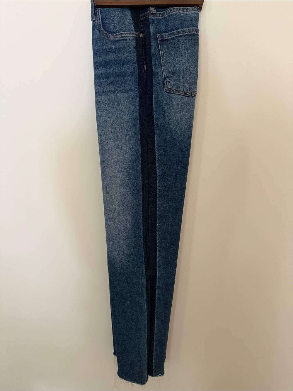 High-Waist Two-Tone Blue Denim Jeans